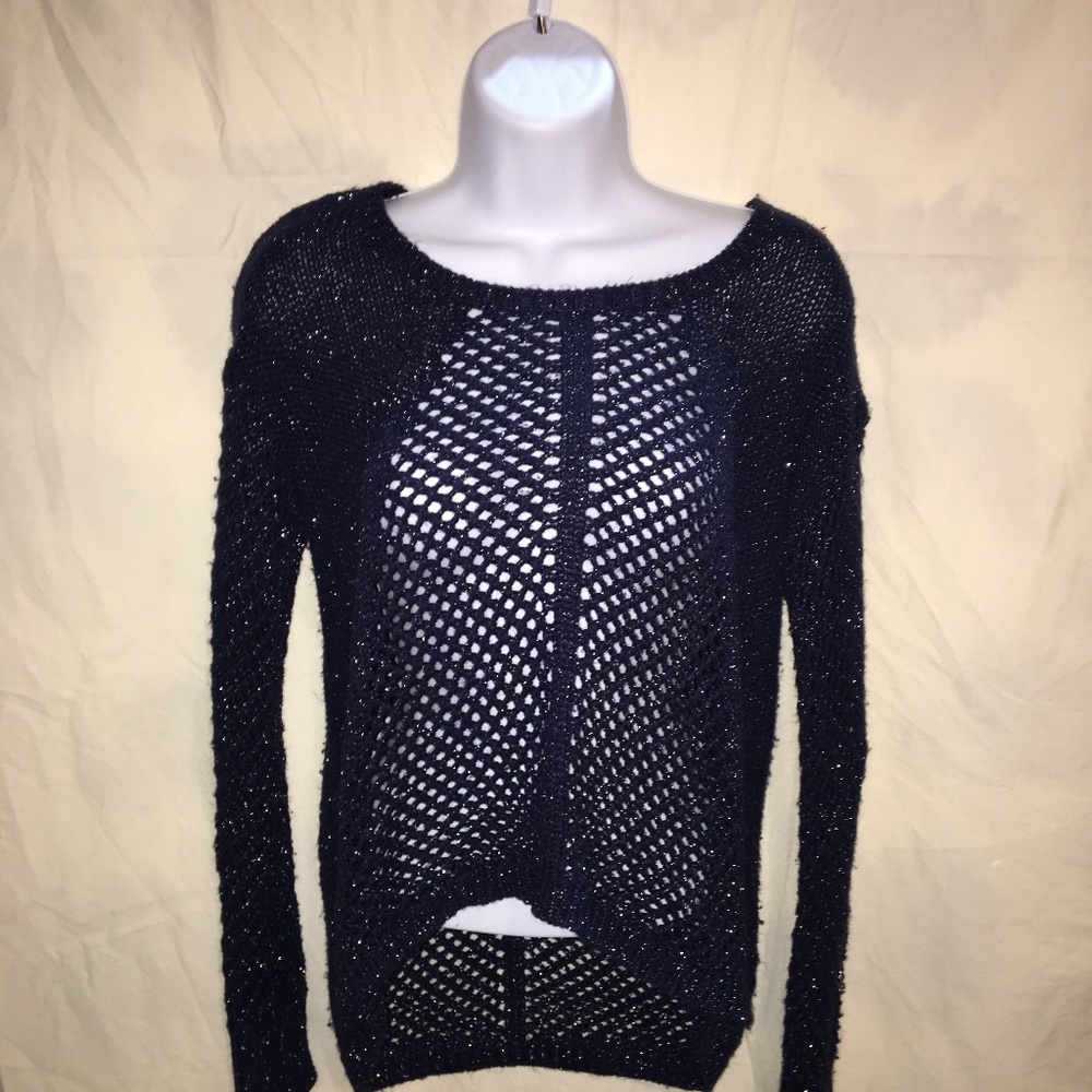 Rock & Republic Womens Crochet Navy Blue Sweater❤️